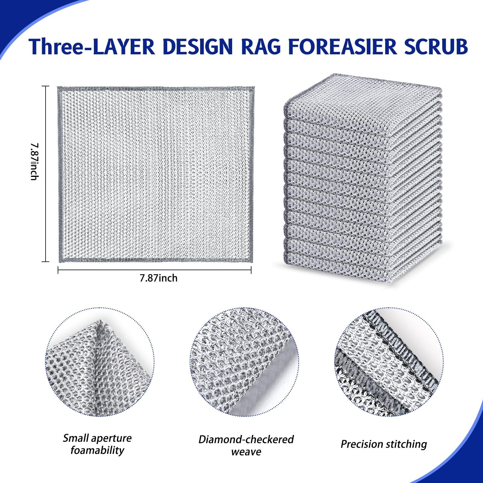 Wangjinpeng 12 PCS 3-Layer 7.87x7.87-12pcs, 12pcs Triple Layer Silver