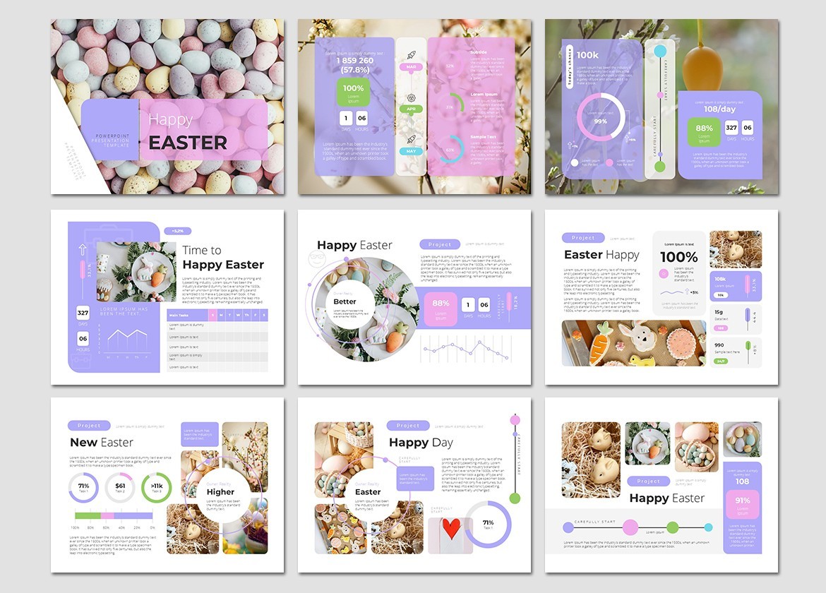 Happy Easter PowerPoint Presentation Template 4x3