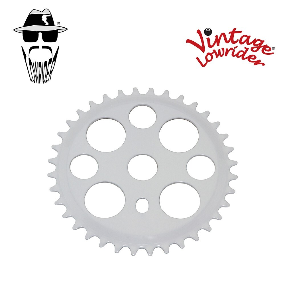 F&R VINTAGE LOWRIDER 36T 1PC BICYCLE CRANK LUCKY 7 CHAINRING 1/2 X 1/8 WHITE