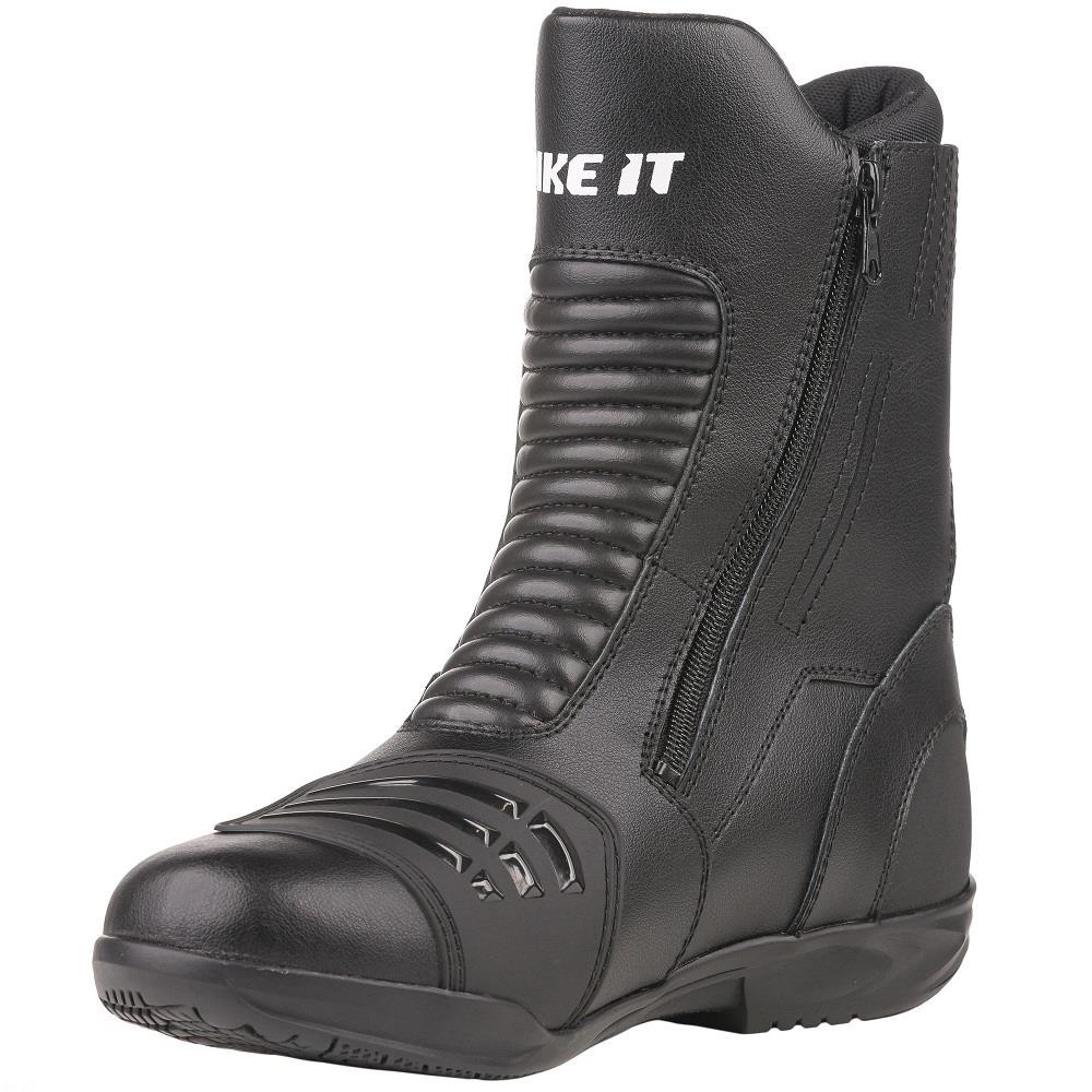 BIkeIt Preto Motorcycle Boots Waterproof Touring Leather Biker Boot Black