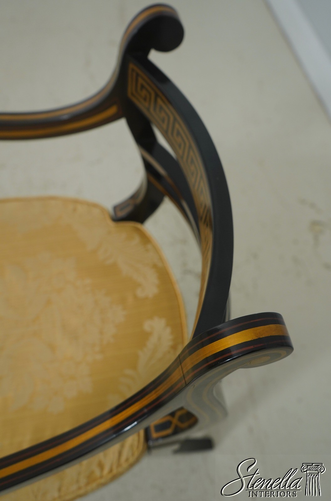 71773: Quality Regency Style Black & Gold Finish Chair