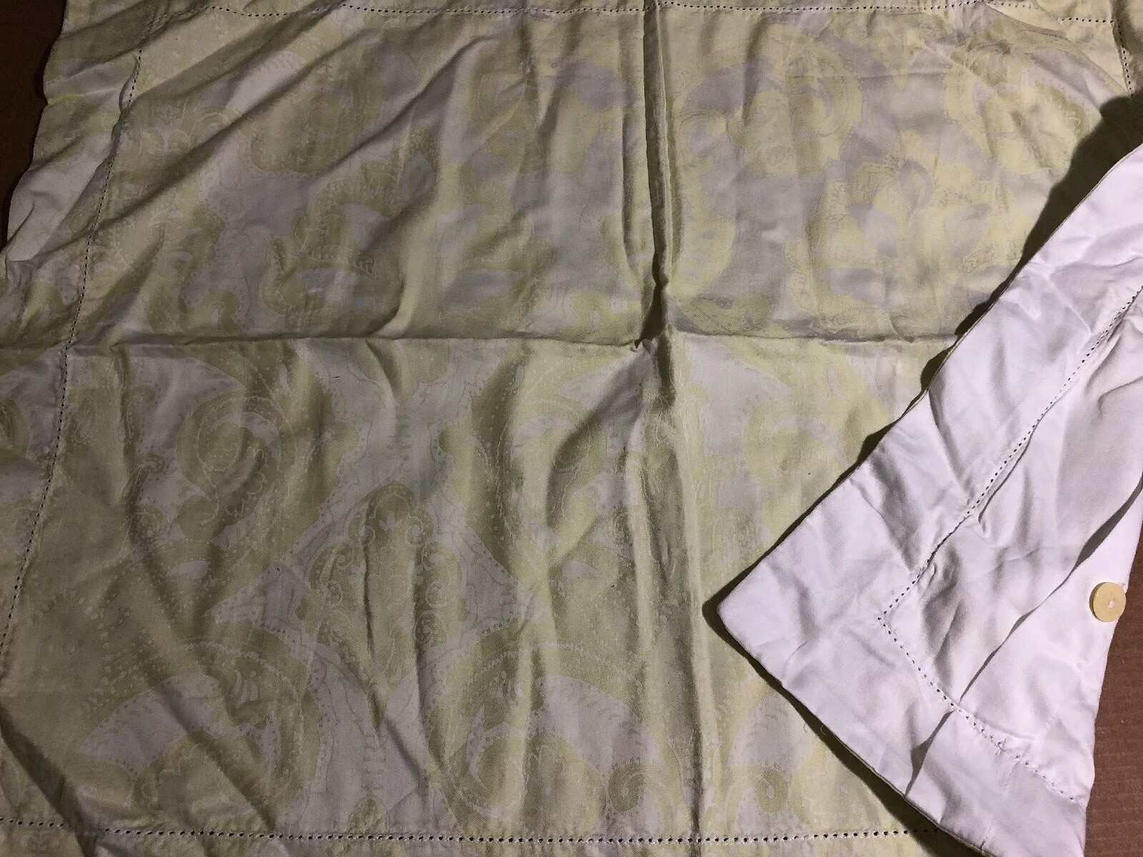 Fieldcrest Luxury Mitered White Green Standard Sham NEW