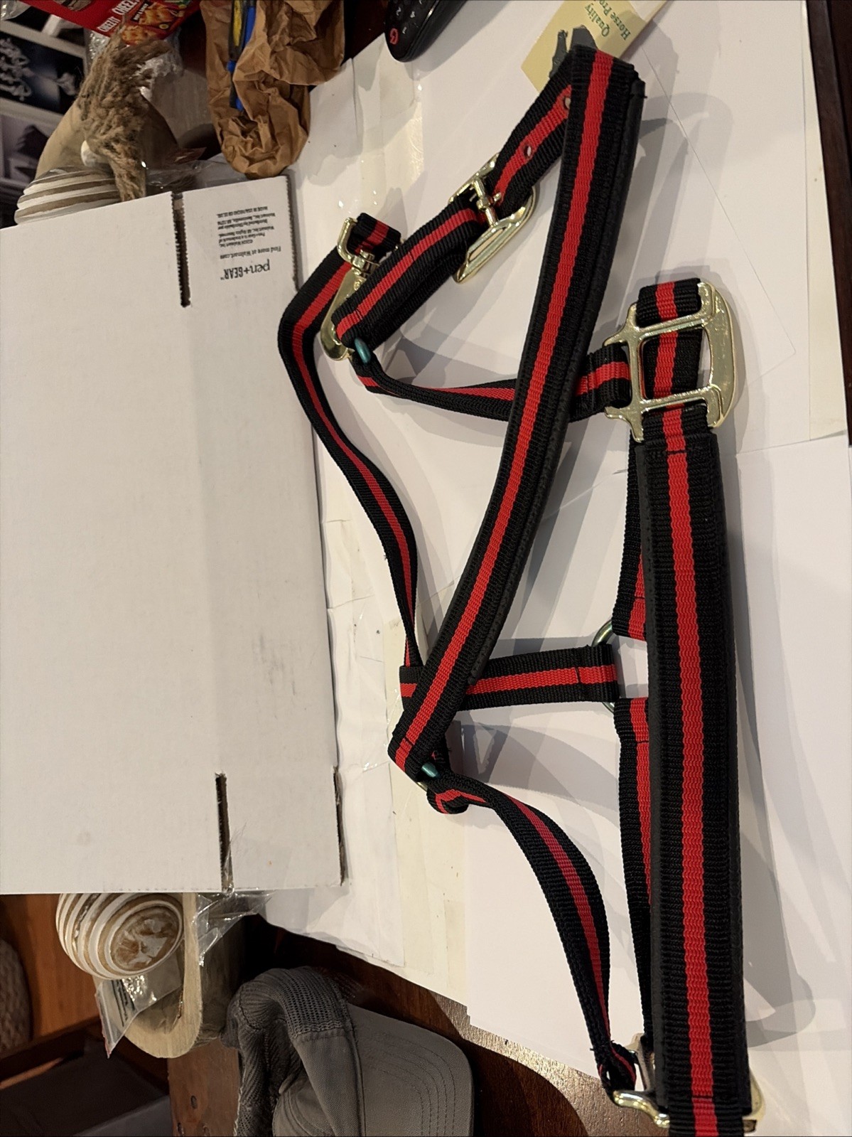 Padded Horse Halter Black And Red