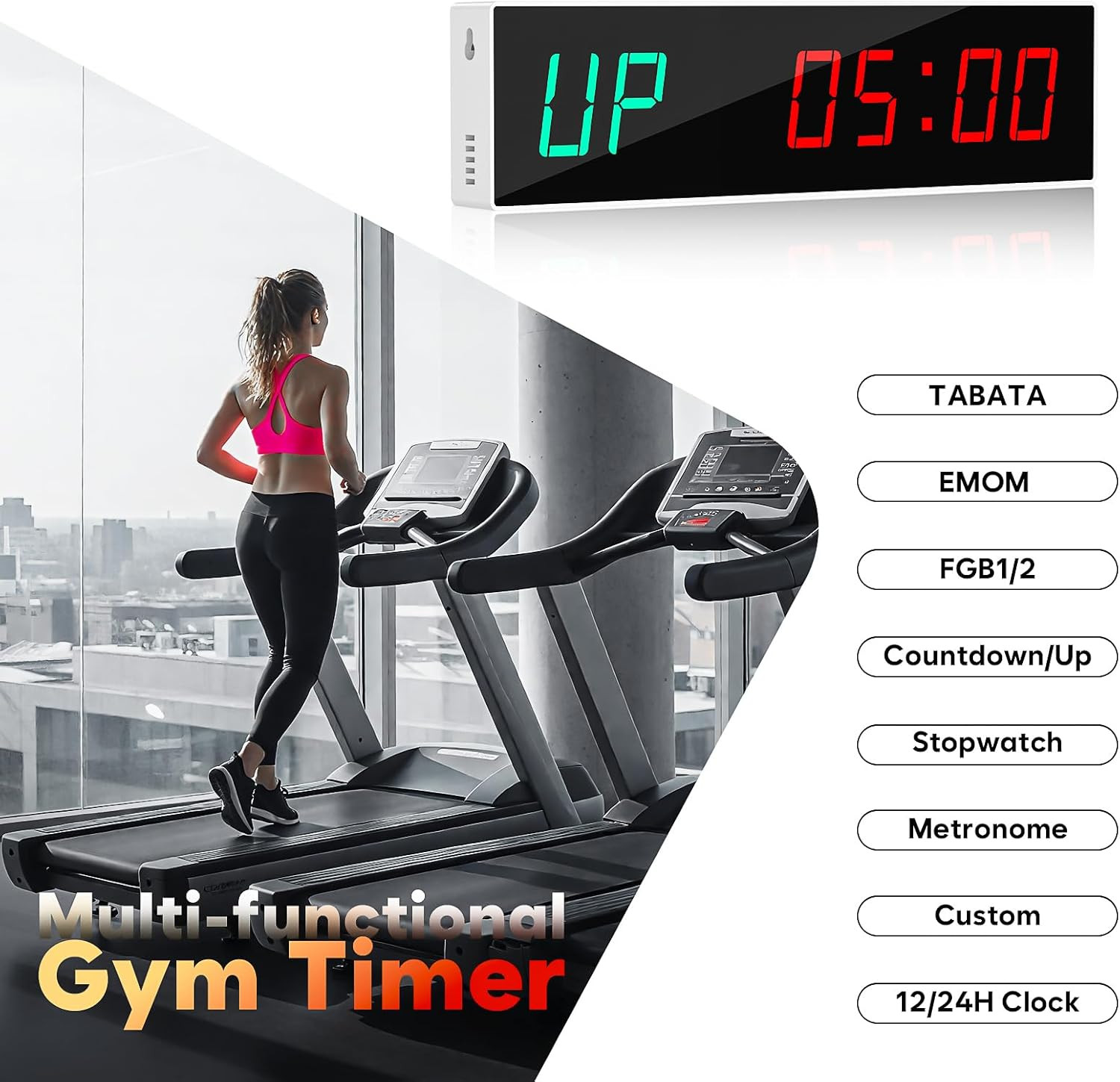 Dienmern Large Digital Gym Timer – Remote Control Gym Clock Wall with 9 Custom M