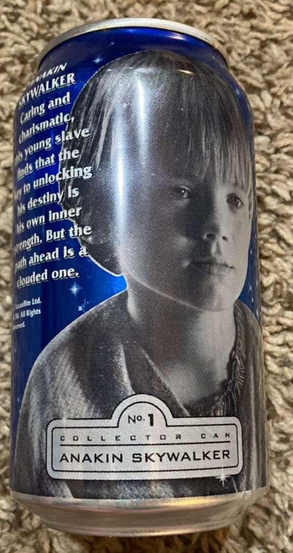 2000 PEPSI STAR WARS EPISODE 1 ANAKIN SKYWALKER ALUMINUM COLLECTOR'S CAN #1