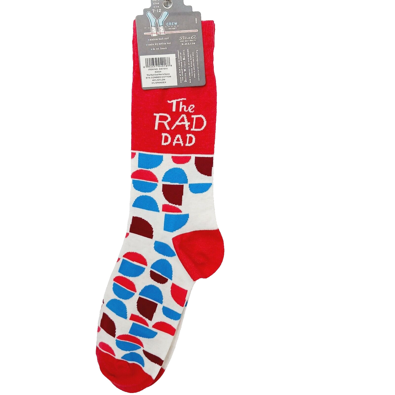 Sock Blue Q Crew Men Women Rad Dad Good Cool Exciting Grandfather Father NWT NEW