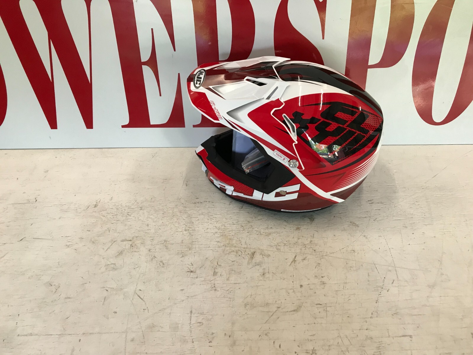 N4A HJC CL-XY 2 Ellusion Helmet Red White Black Youth Small 0865-2601-54 NEW