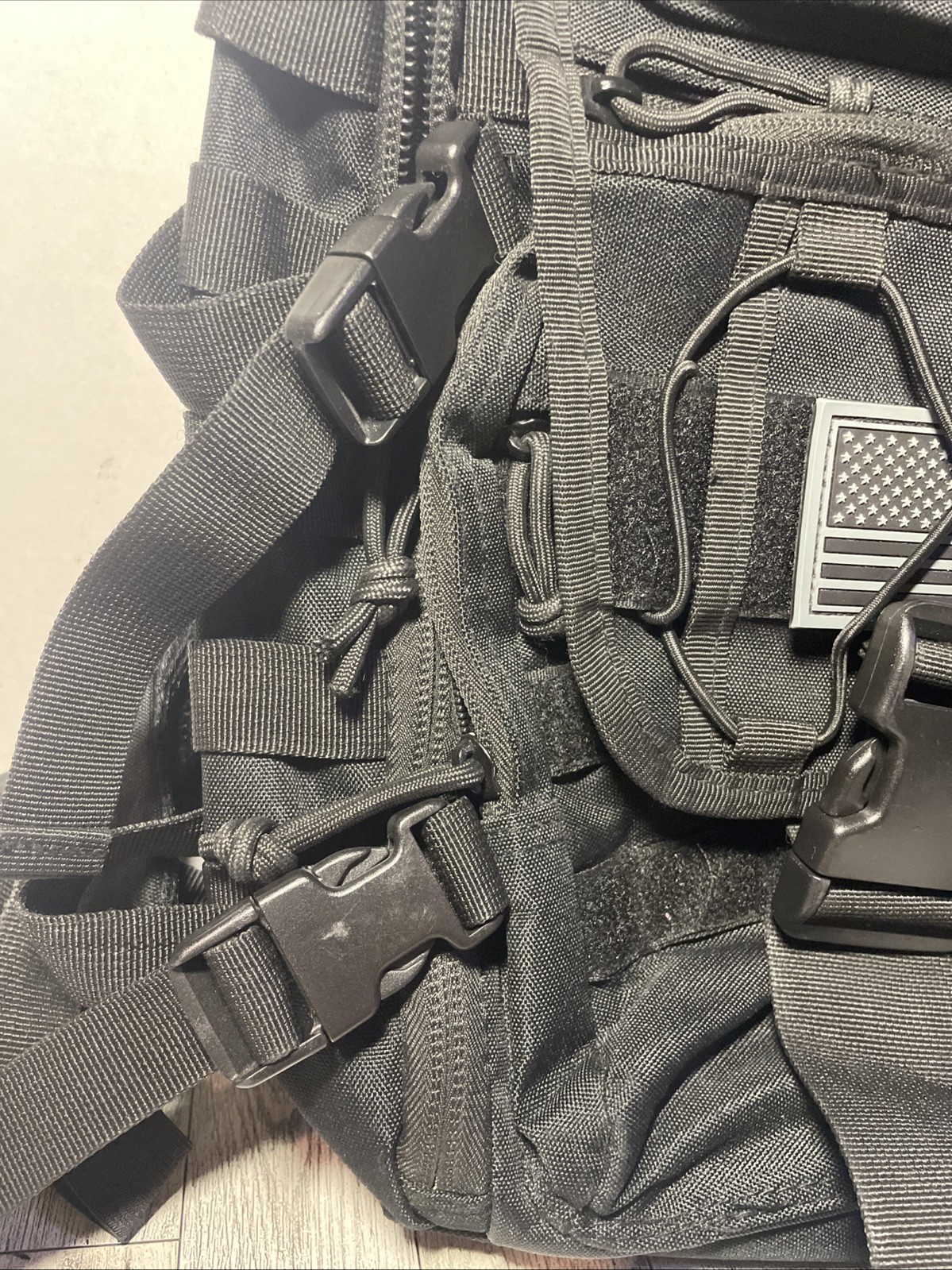 Large Black Military Style Tactical Backpack with many pockets for Storage