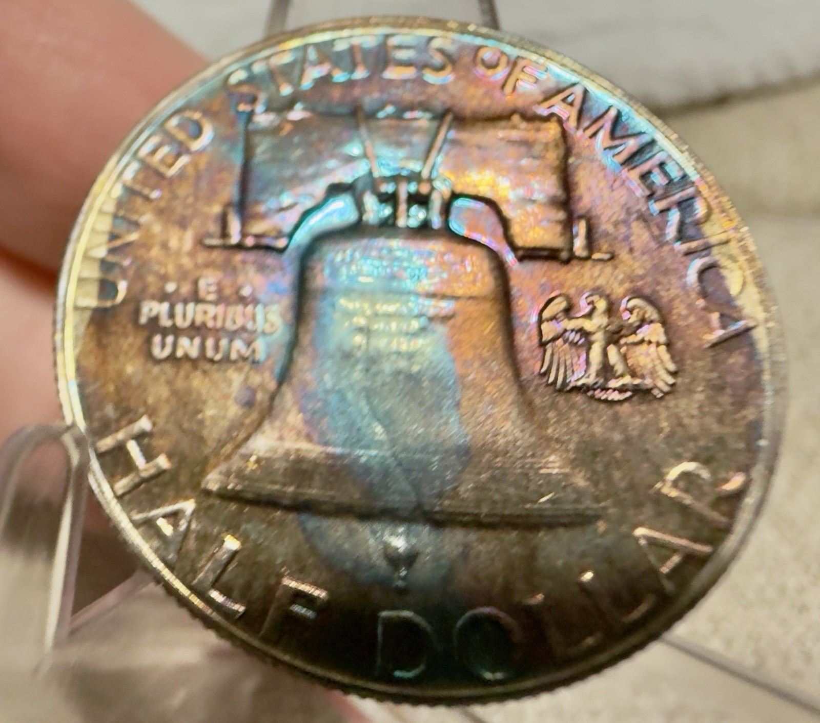 1963 Franklin Half Dollar Pristine Gem Proof Rainbow Toned