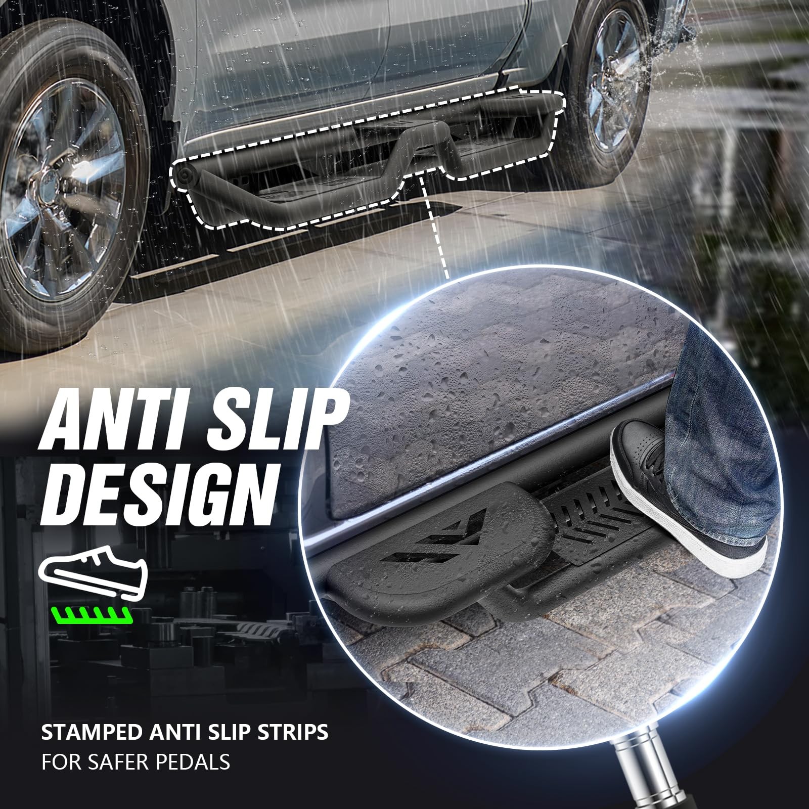 Two Raised Steps Running Boards for Double Cab Extended Cab