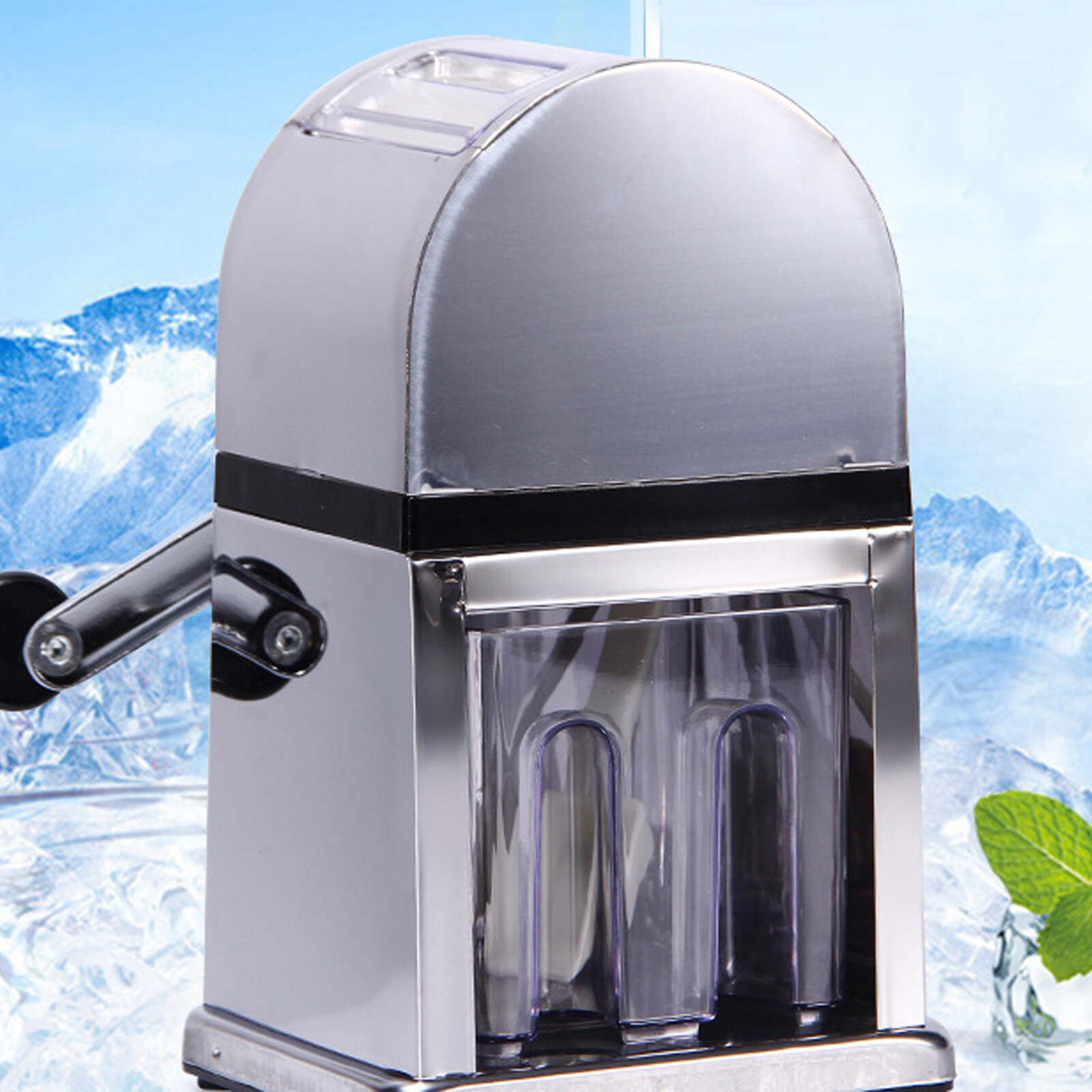 Hand Cranked Ice Crusher Ice Crusher Shaver Machine Stainless Crushed Ice Maker