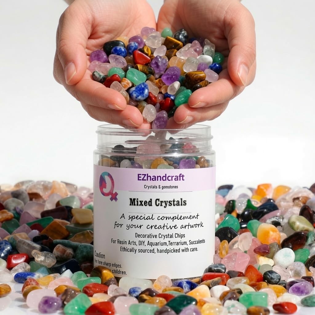 Natural Mixed Gemstone Crystal Chips – Polished Crystals Gravel Stones for Su...