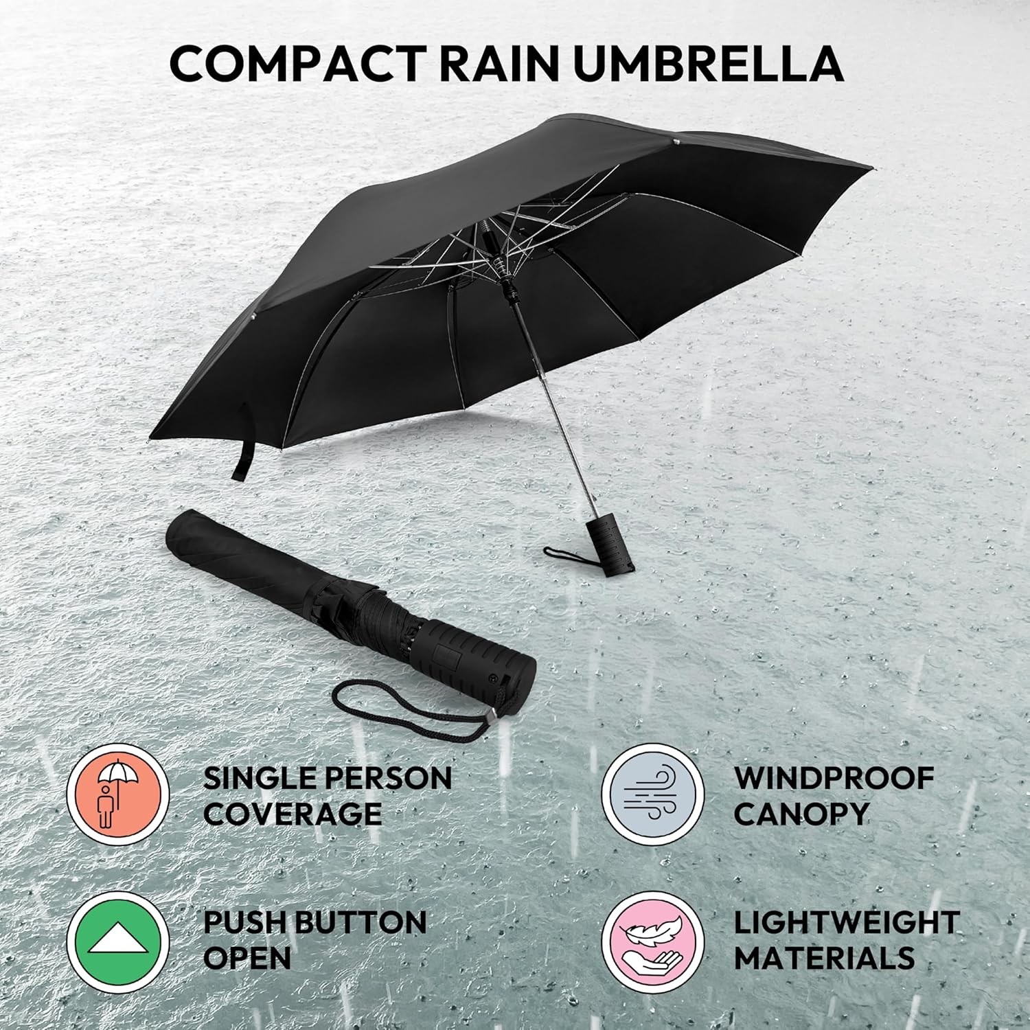 Weather Station Automatic Rain Umbrella, Windproof, Lightweight, and...