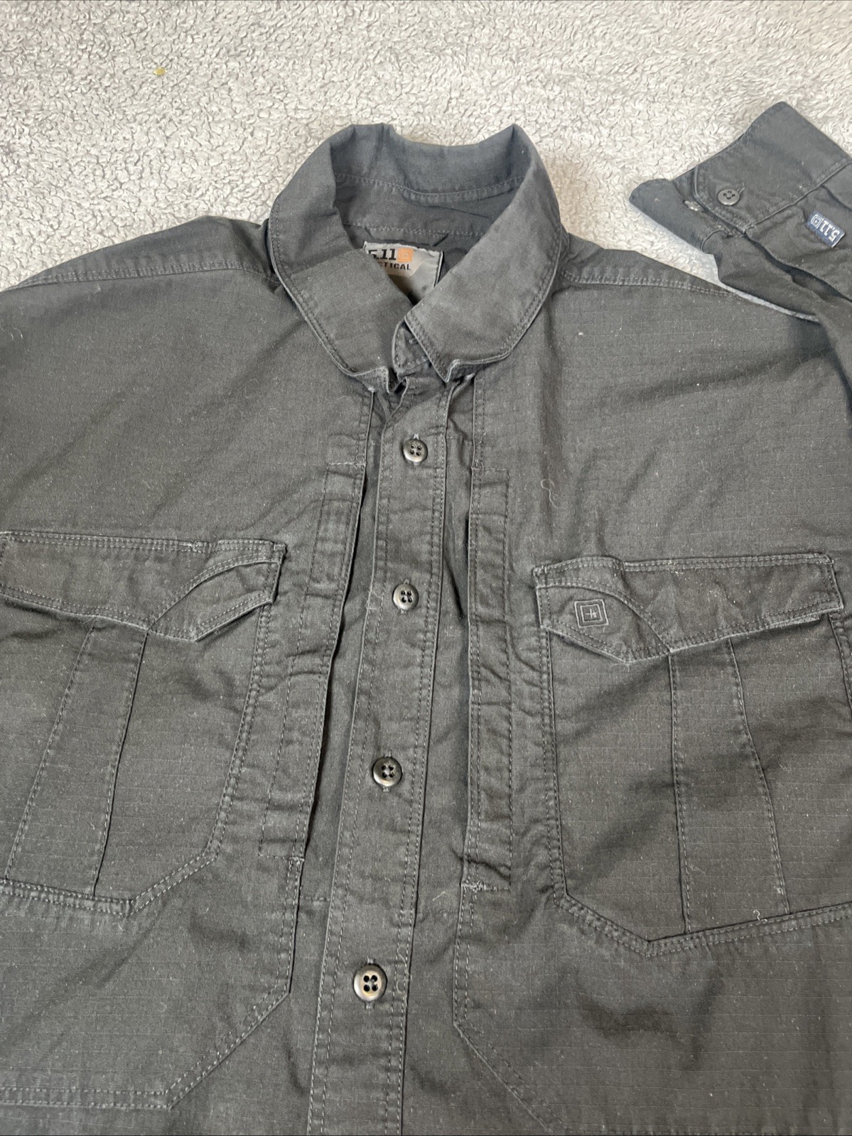 5.11 Tactical Mens Rip Stop Shirt XL Black Button Down Conceal Pocket Stretch