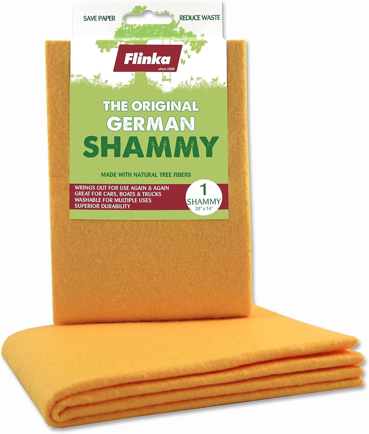 The Original Reusable Shammy Cloth 20" x 14" - Super Absorbent Chamois Towel -