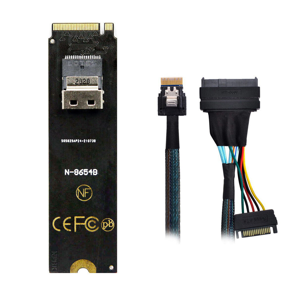 NFHK NGFF M-Key NVME to SFF-8654 Card Adapter and U.2 SFF-8639 PCIe SSD Cable