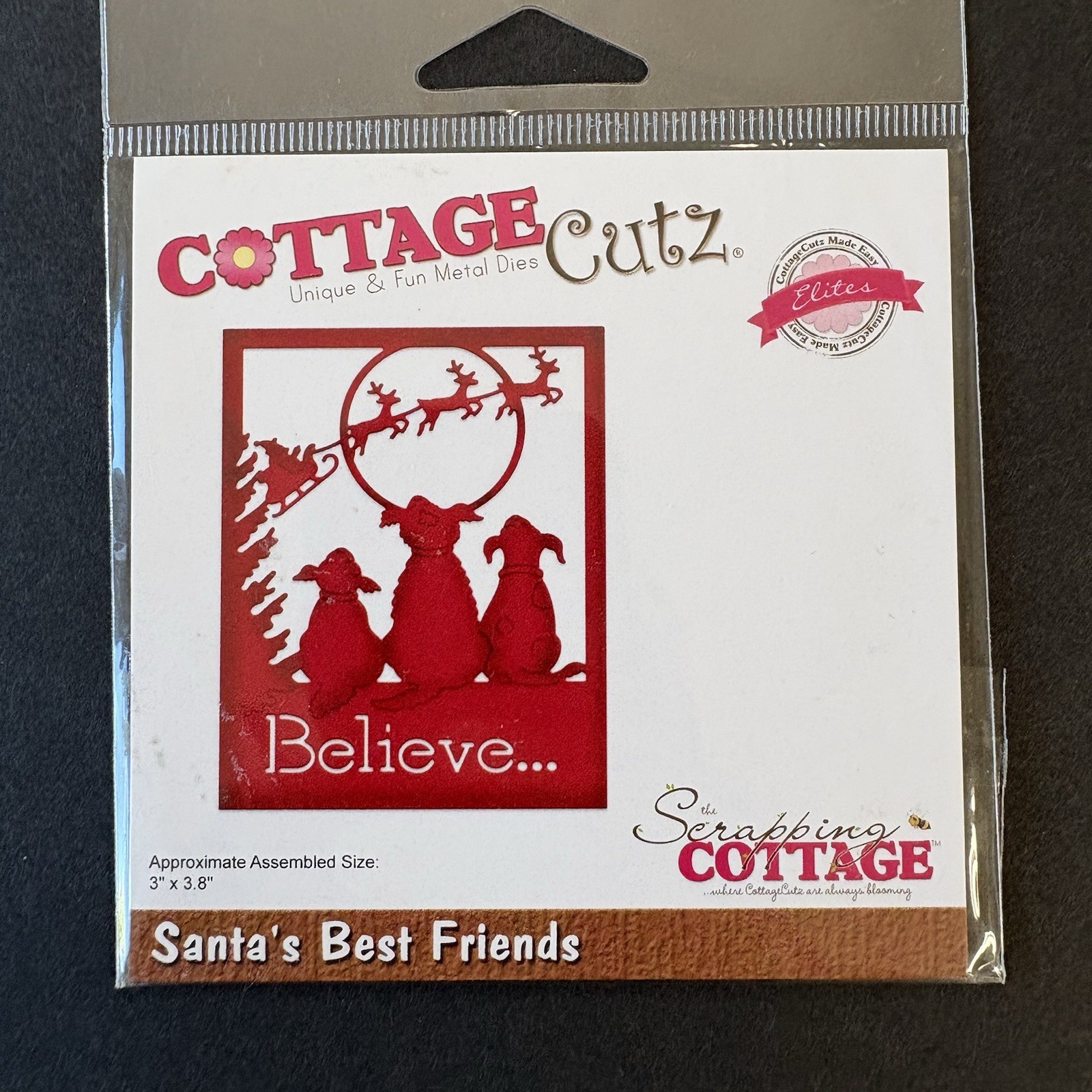 Cottage Cutz Santas Best Friends Dogs Sleigh Christmas Scene 3x3.8in Cutting Die