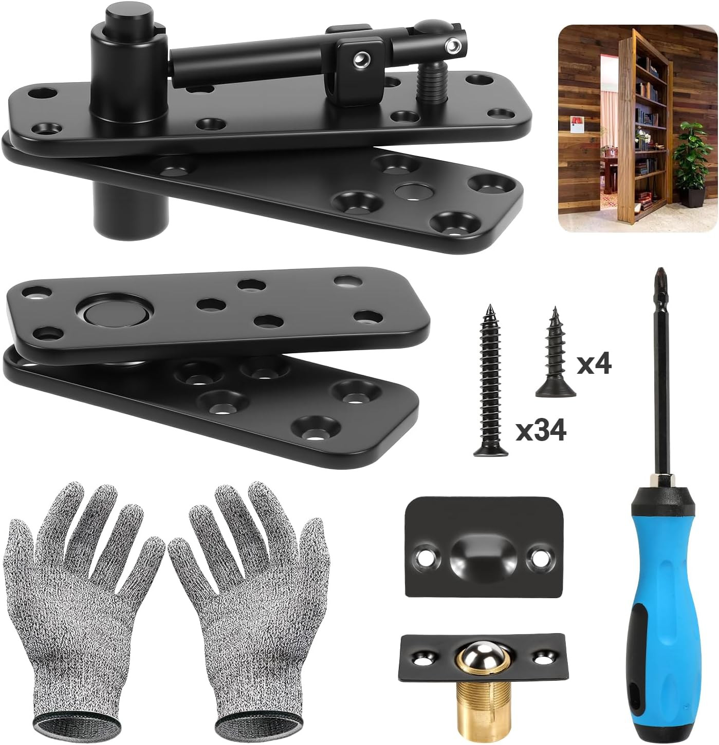 Murphy Door Pivot Hinge Kit Hidden Door Hinge Hardware Kit 570 Lbs Load-Bea