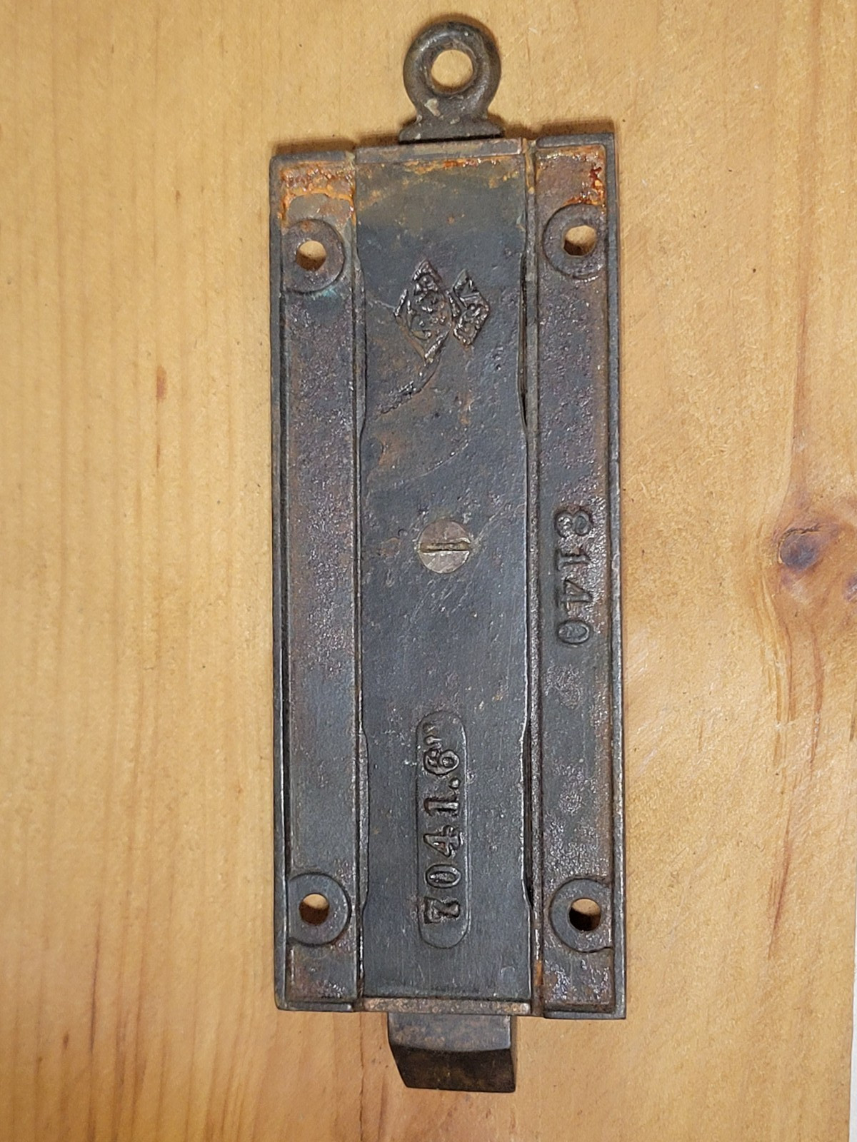 Russell & Irwin Door Bolt Floor Lock Victorian Cast Iron 1880s Antique Eastlake