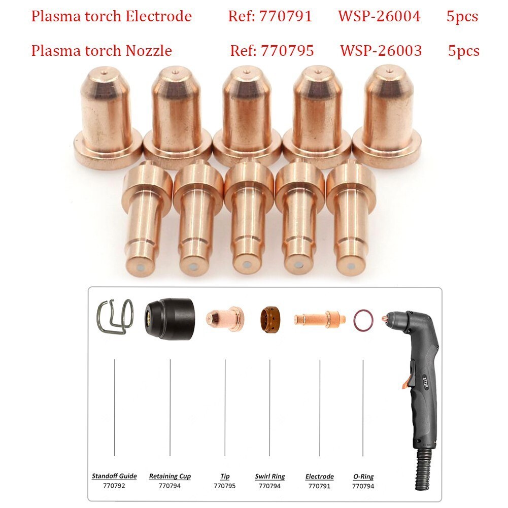 For Hobart Air Force 12ci Plasma Torch Tips Electrode Head Kit Parts