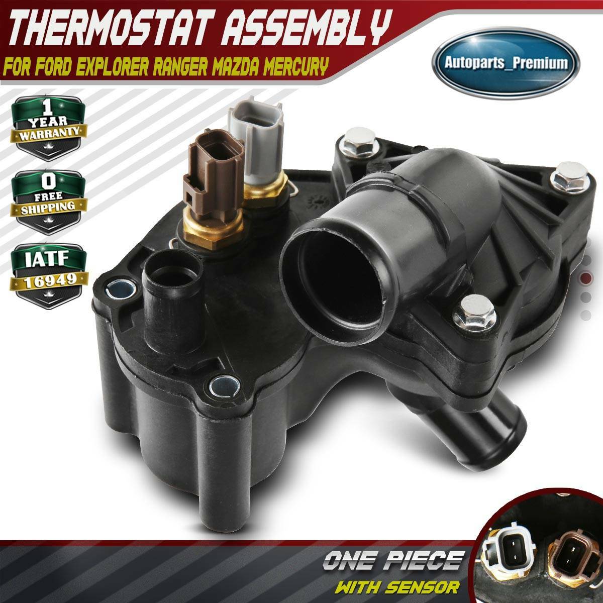 Thermostat with Housing Sensor Kit for Ford Explorer Ranger Mazda B4000 V6 4.0L