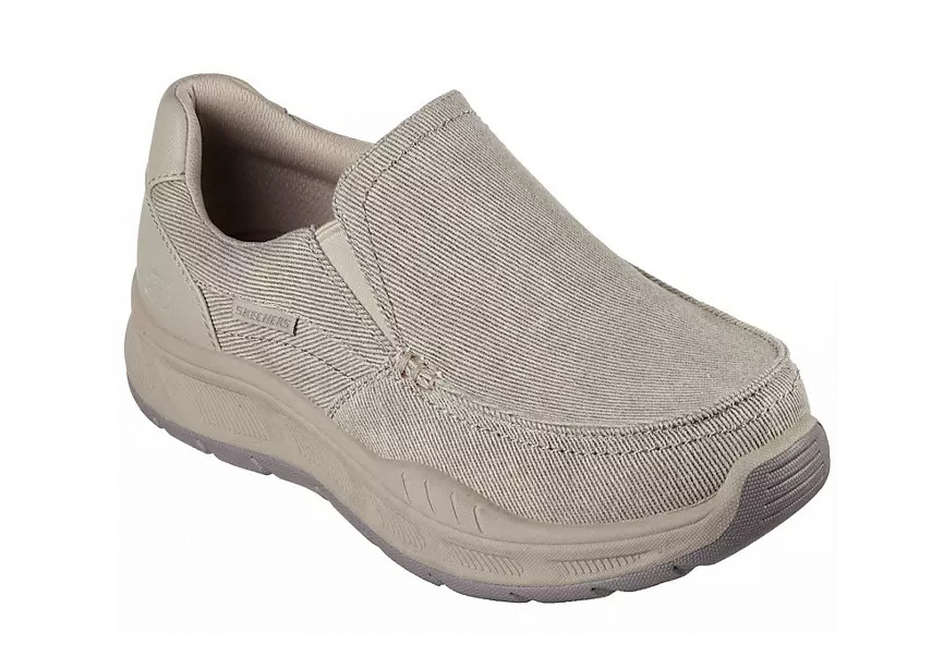 Skechers Cohagen Memory Foam Men's Slip On Canvas Shoes Taupe, Size 12 NEW