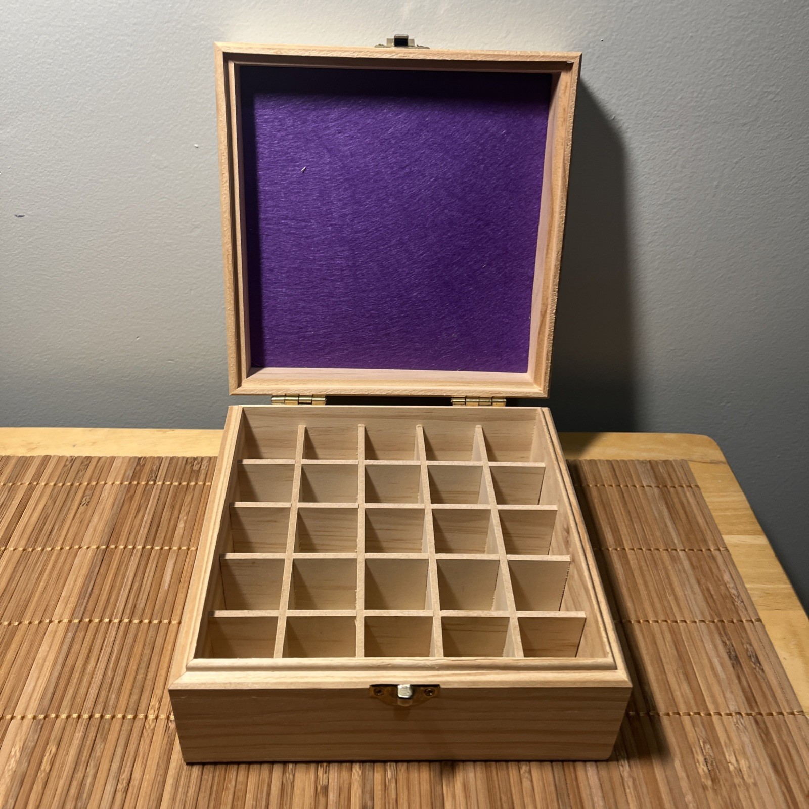 WOODEN ESSENTIAL OIL BOX By Soligt Holds 25 Bottles.