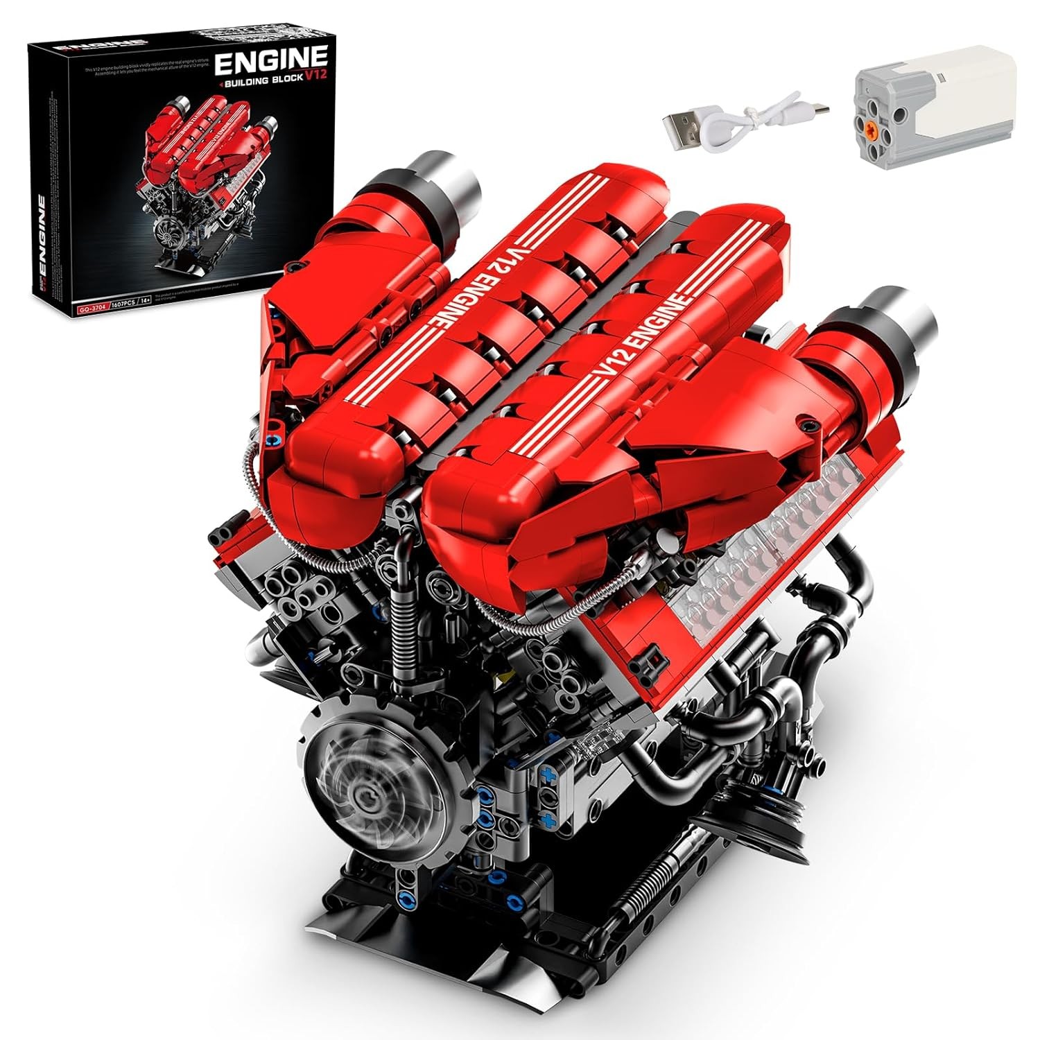 V12 Engine Model Kit That Runs 12-Cylinder Sports Car Engine Building Set