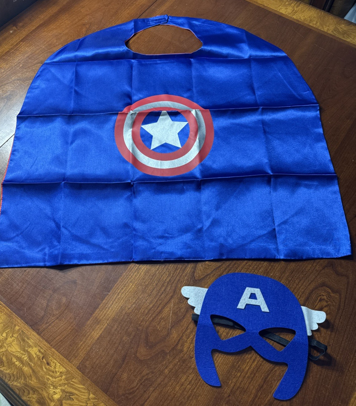 NEW Superhero CAPTAIN AMERICA Cape and Mask for Kids Satin Capes & Felt Masks