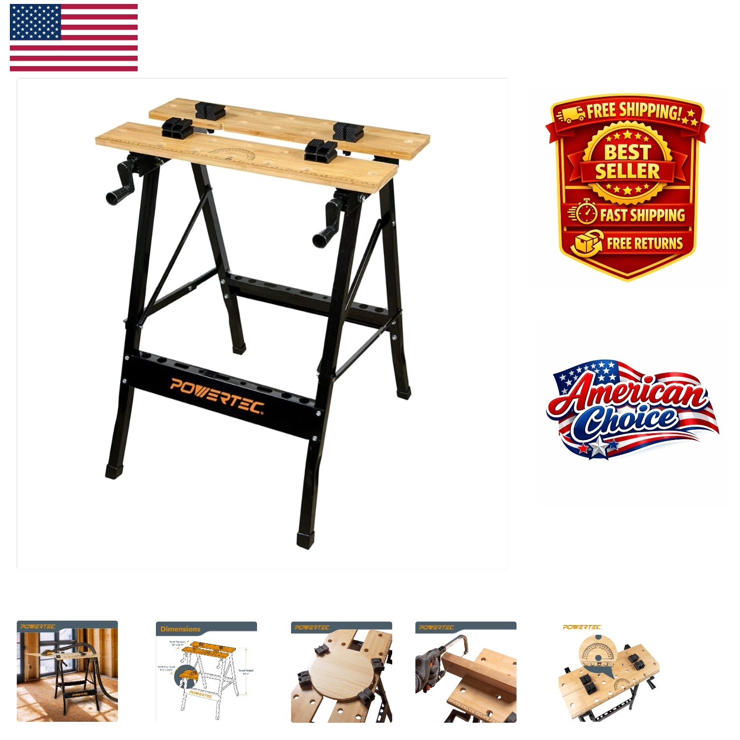 Deluxe Portable Workbench with Bamboo Top & Adjustable Vise for Woodworking
