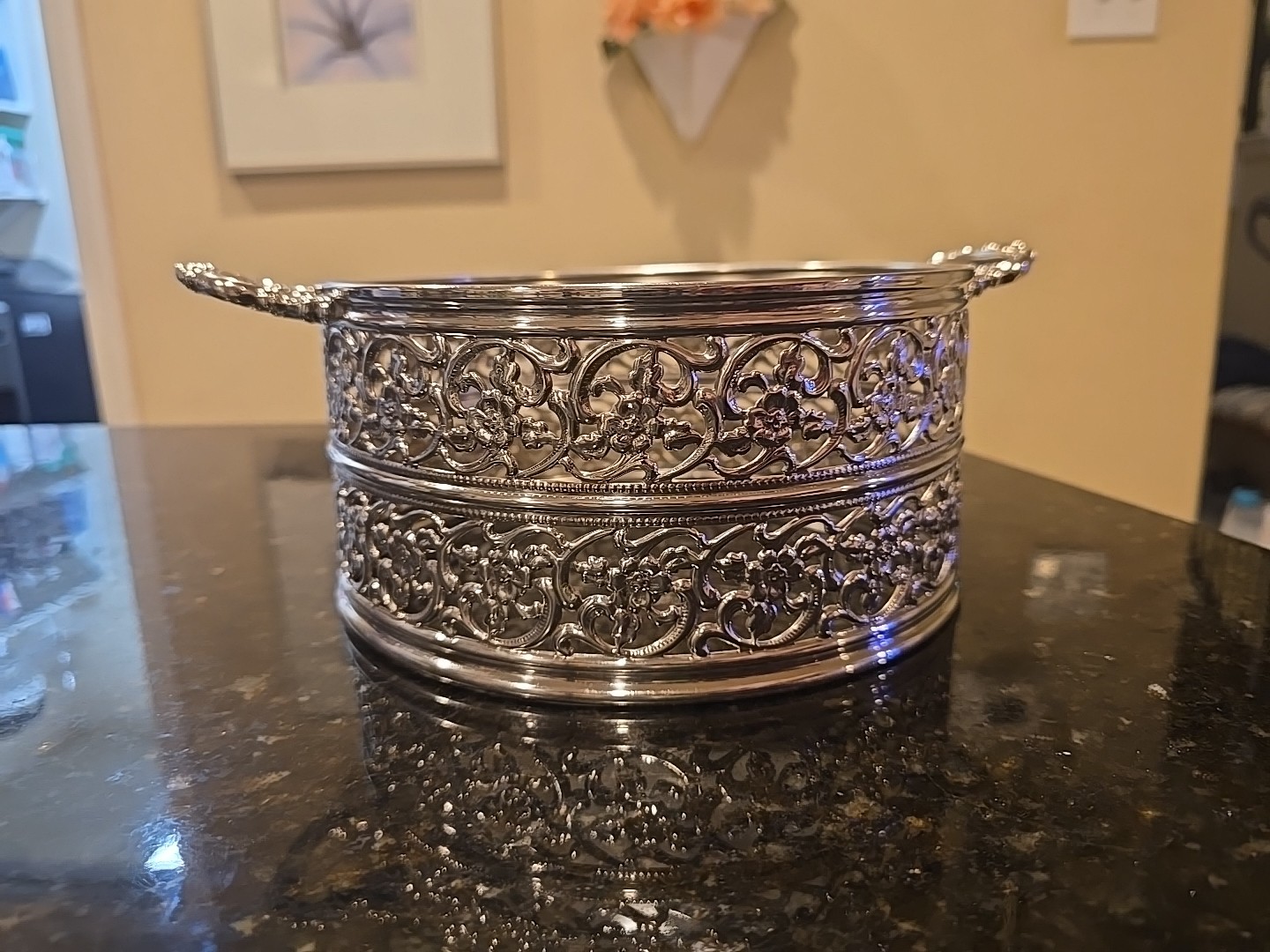 Wallace 9095 Holloware Silverplate Round Bowl Casserole Dish & Holder WAS9095