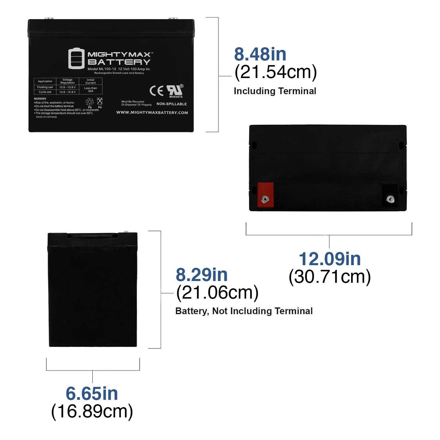 Mighty Max 12V 100Ah AGM Battery Compatible With LCB Gel100-12
