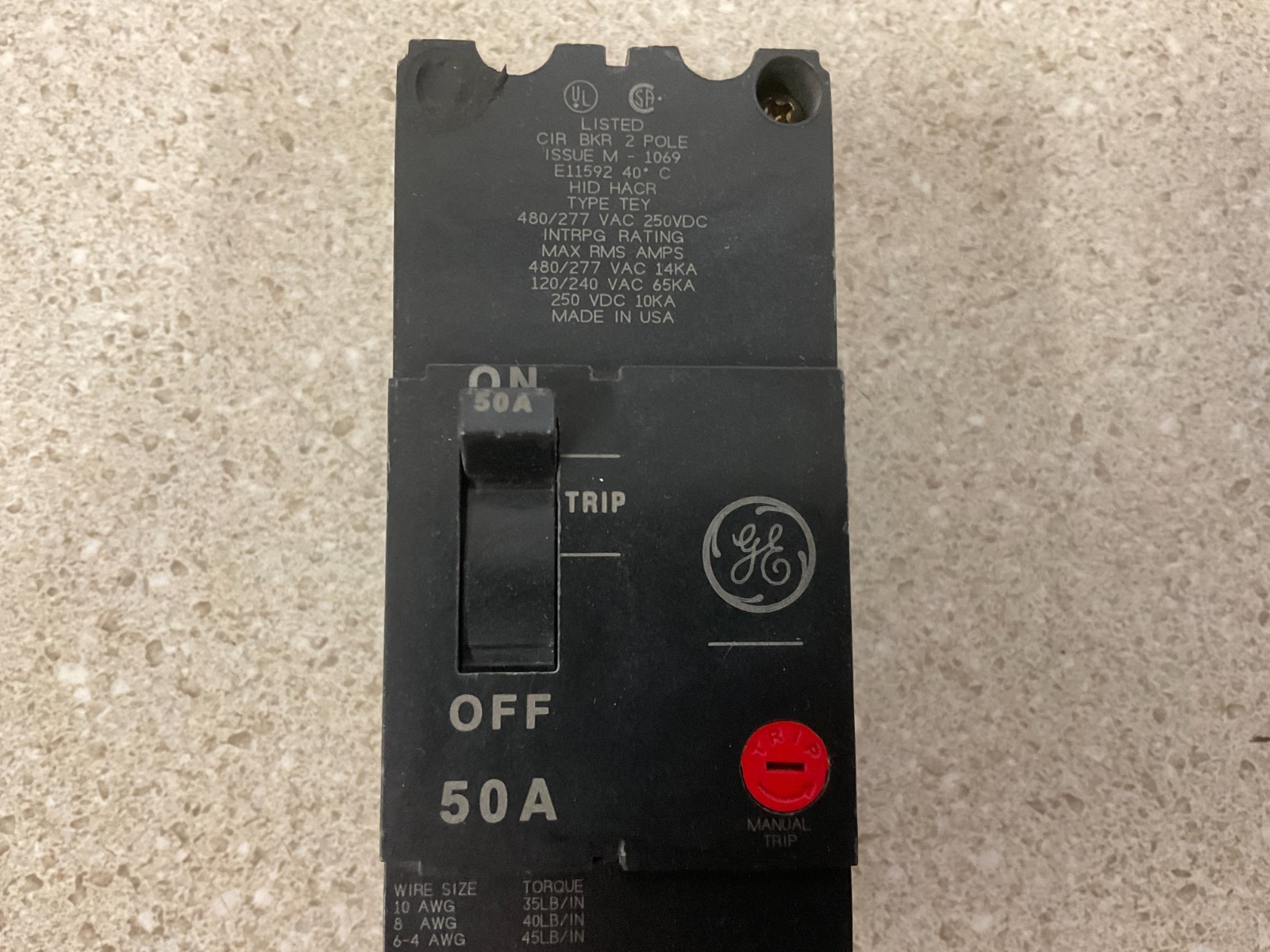 GE TEY 50Amp, 2Pole