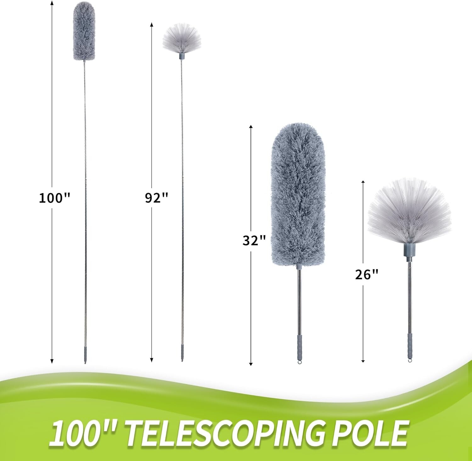 Cobweb Duster with Extension Pole, Spider Web Brush & Ceiling Duster Kit