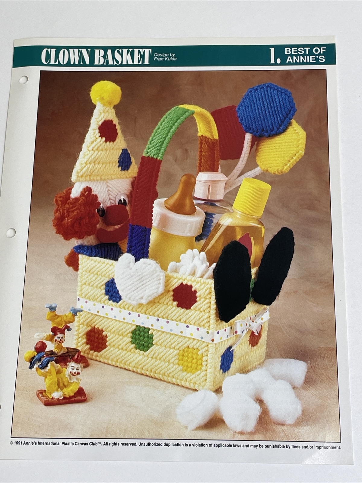 Clown Basket Annie's Attic Plastic Canvas Pattern