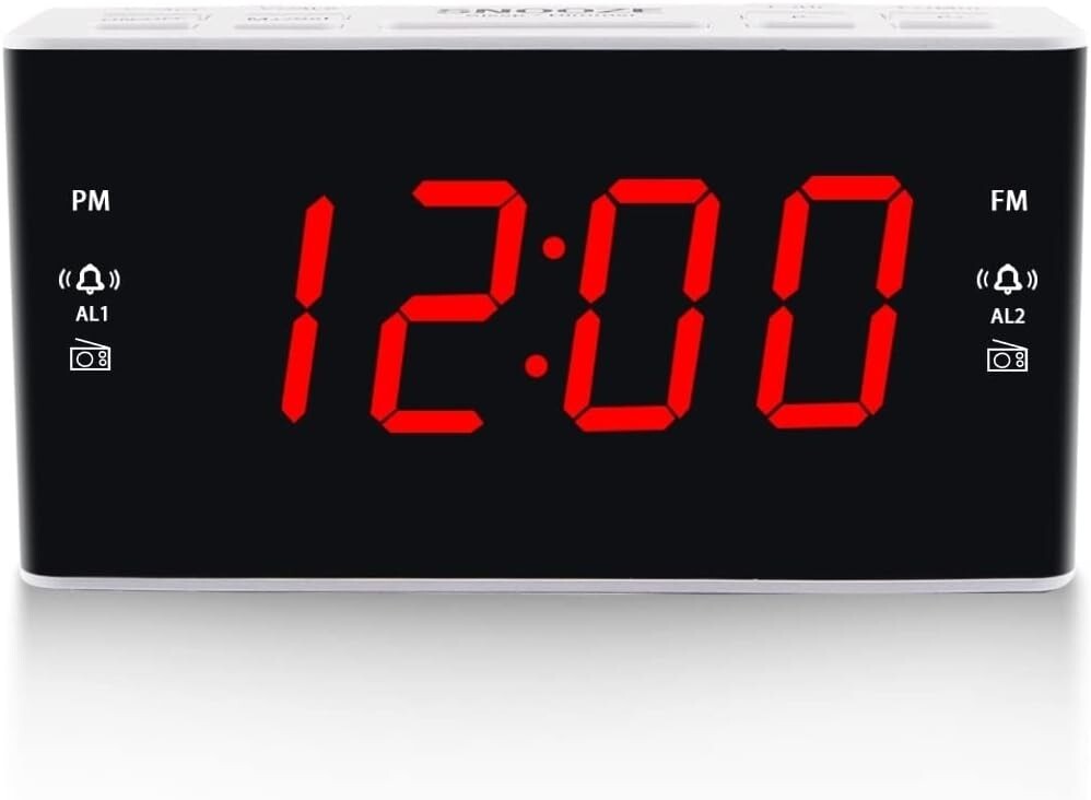 Alarm Clocks with AM/FM Radio, Digital Alarm Clock Radio with 1.6 Inch Red