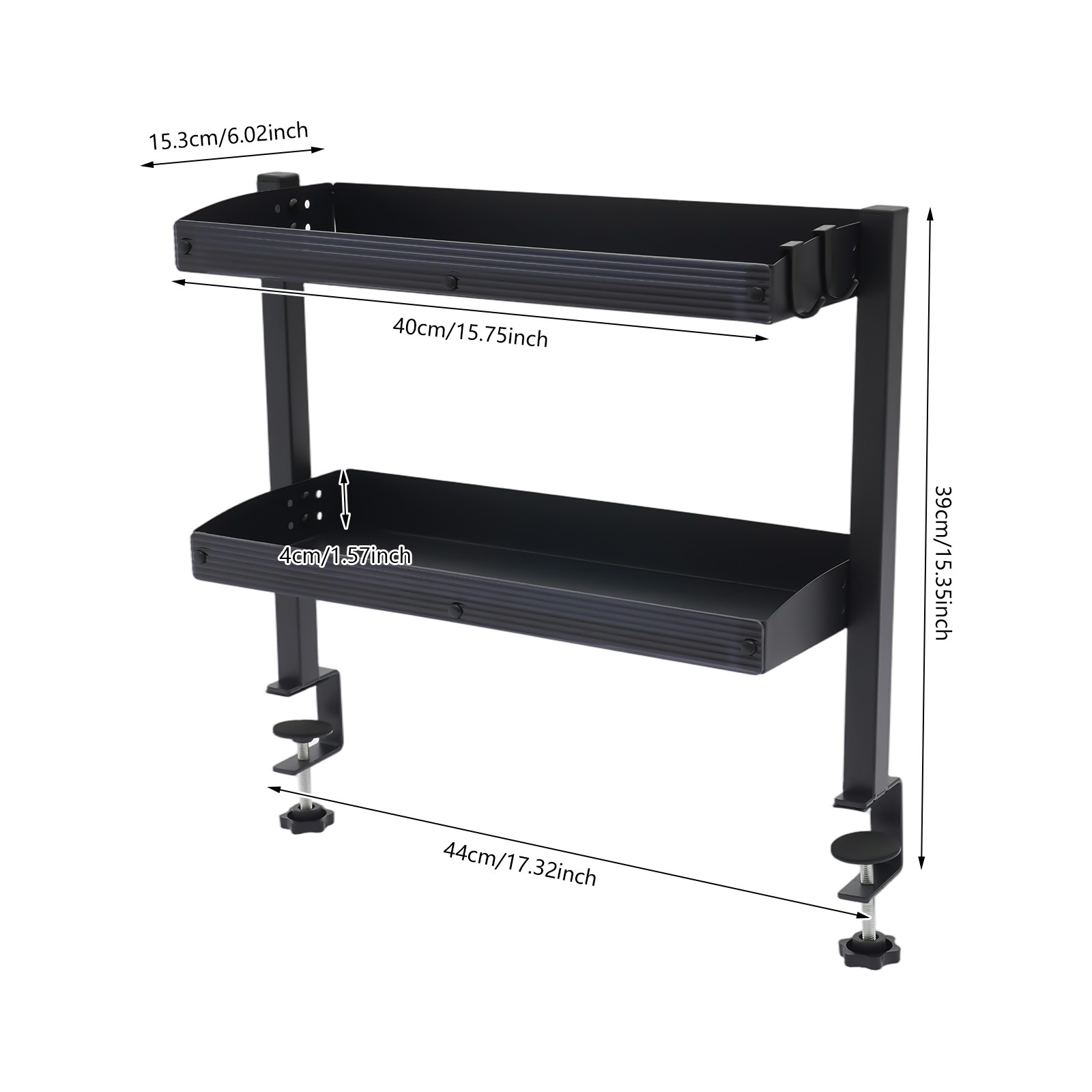 Modern Countertop Desk Shelf, 2-tier Shelving With Adjustable Storage Tray