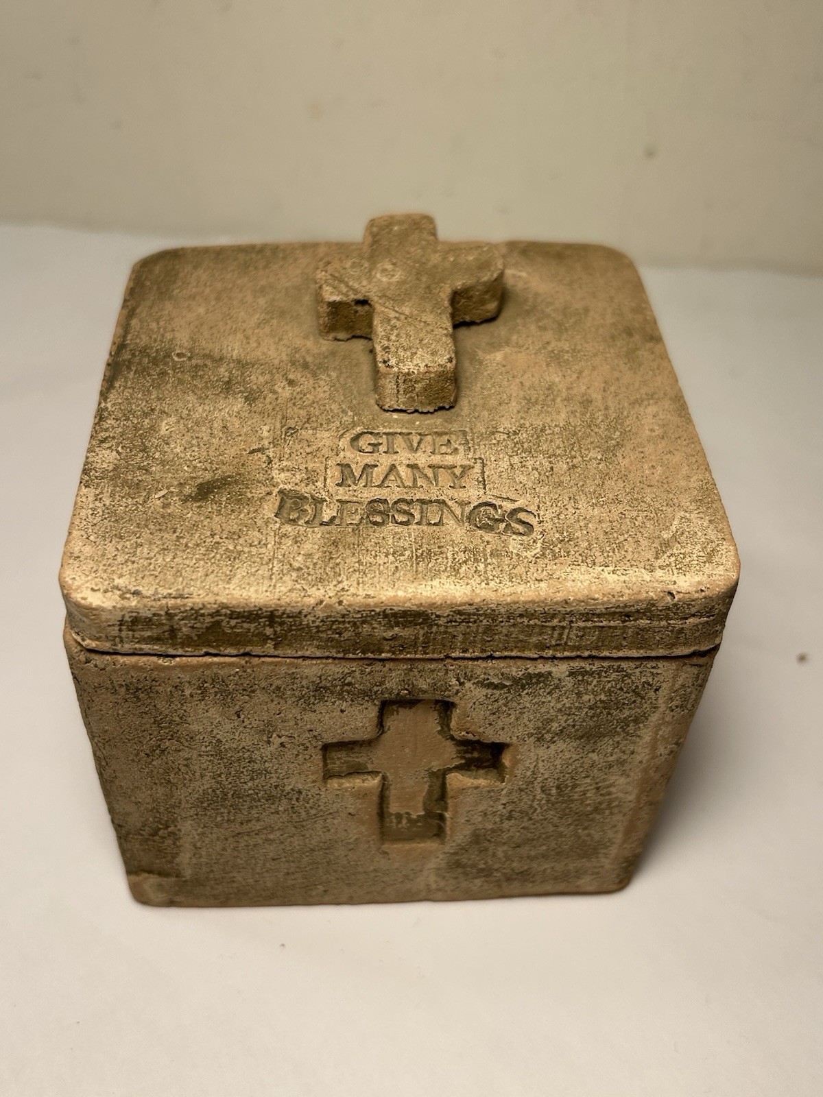 Blessing Box Clay With 11 Crosses 4”
