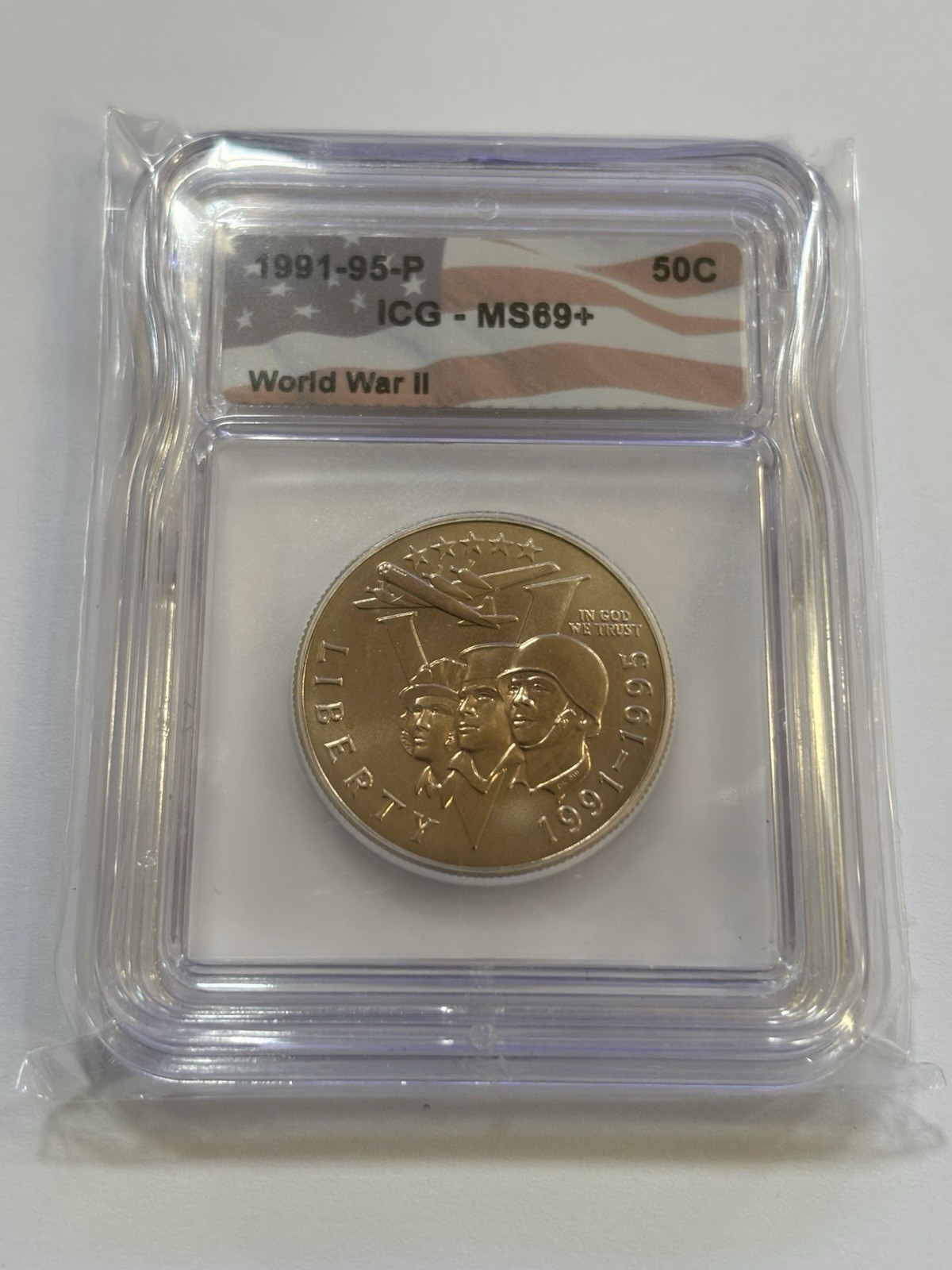 1991-P World War II 50th Anniv Half Dollar ICG MS69+ Clad Commemorative