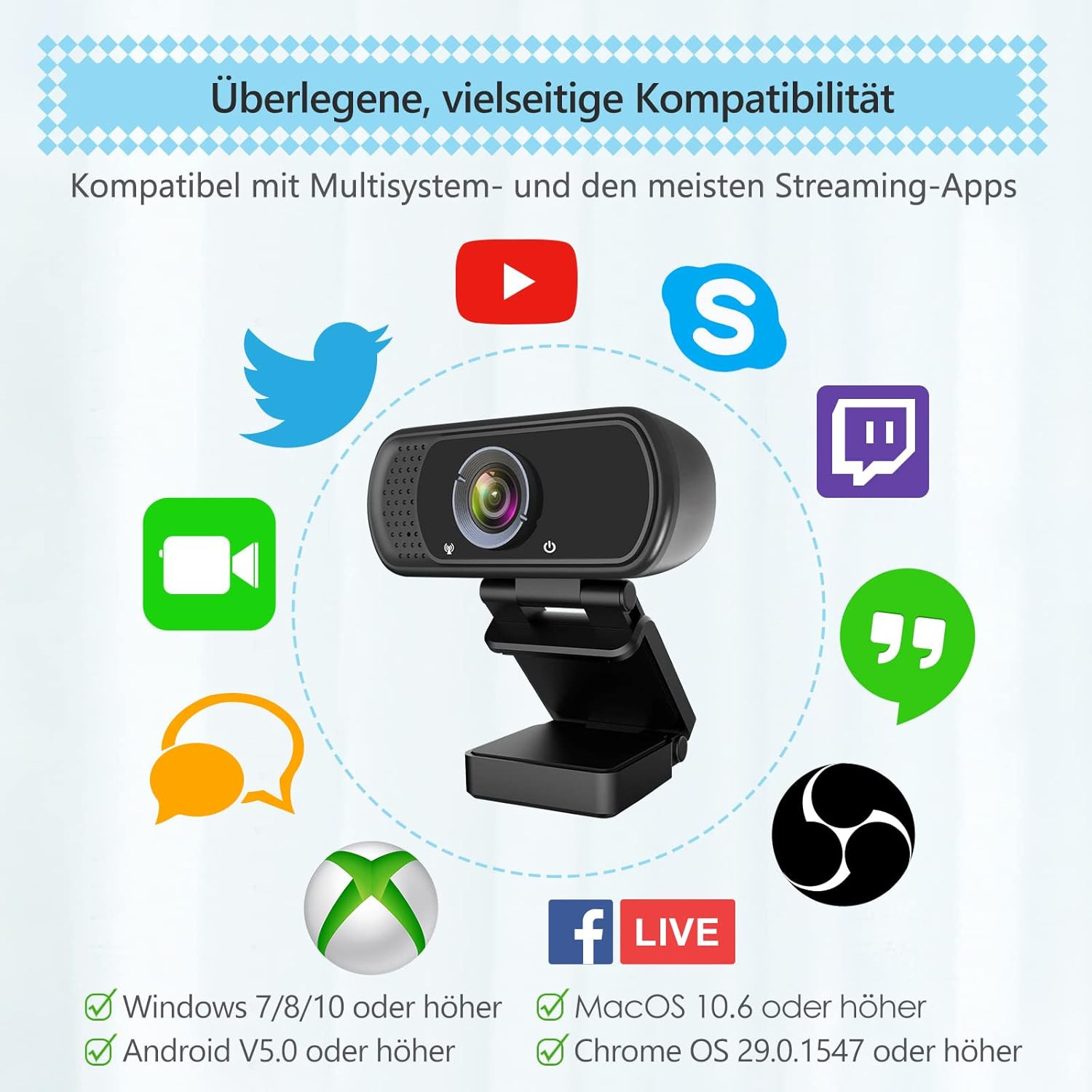 1080P Webcam W/ Microphone HD Web Camera Tripod Stand Widescreen USB Streaming