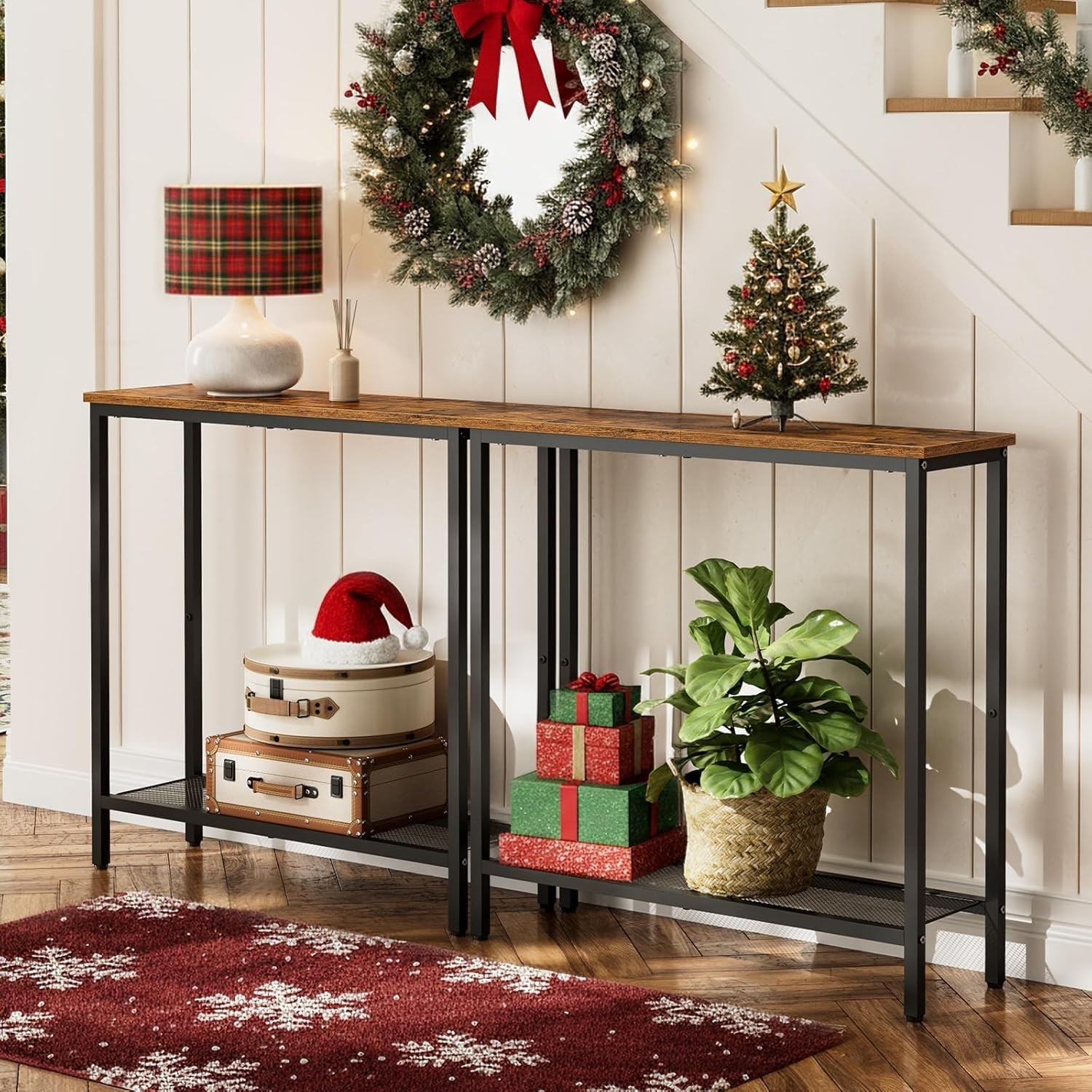 29.5" Narrow Console Table, Small Entryway Table with Shelf, 2 Tier Thin