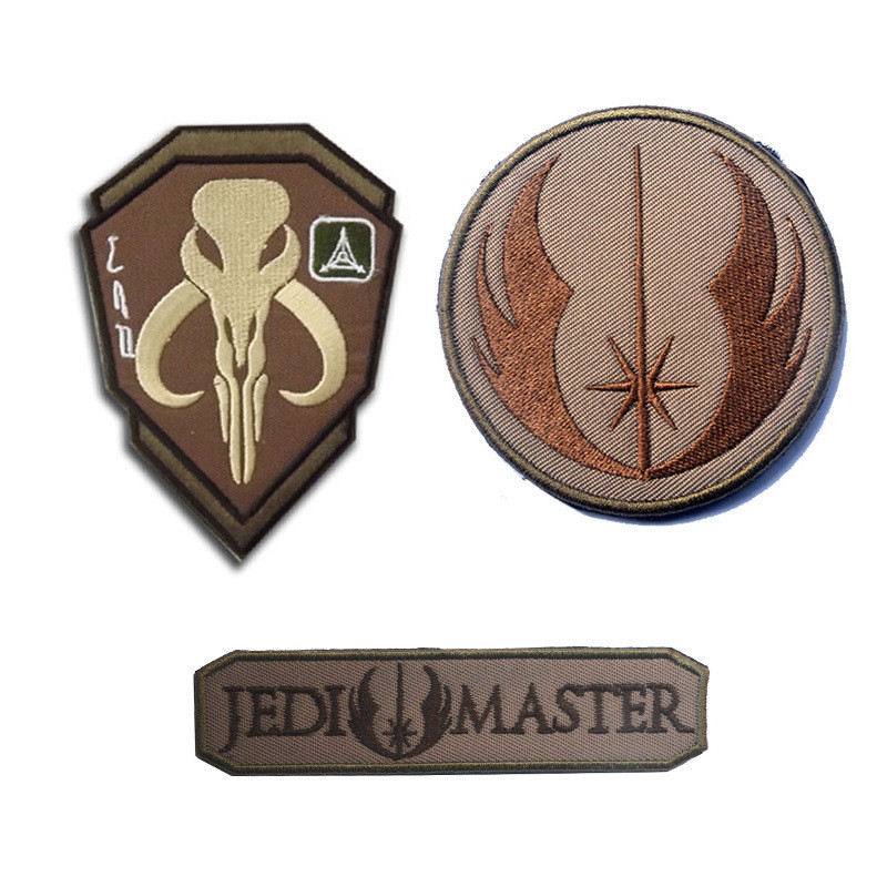 3PCS MANDALORIAN BANTHA SKULL STAR WARS BOUNTY HUNTER BOBA FETT HOOK PATCH TAN