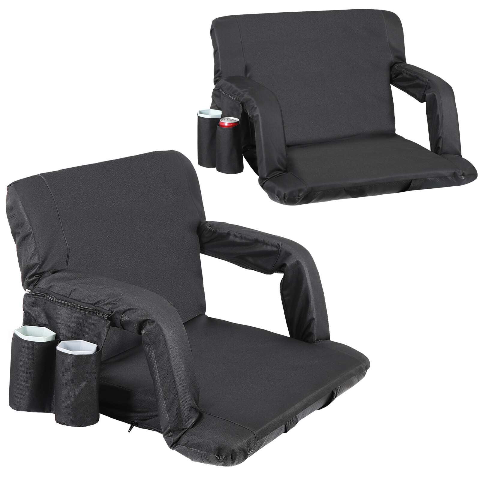 2X Stadium Seat Chair Reclining Bleacher Seat w/Padded Backrest Armrests Sports