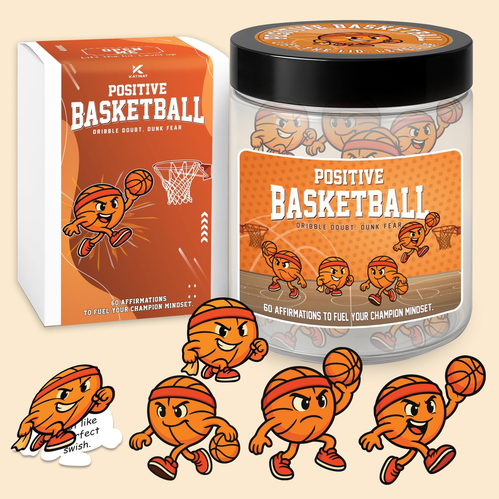 Positive Basketball Jar, Gifts for 6.7 Ounces,