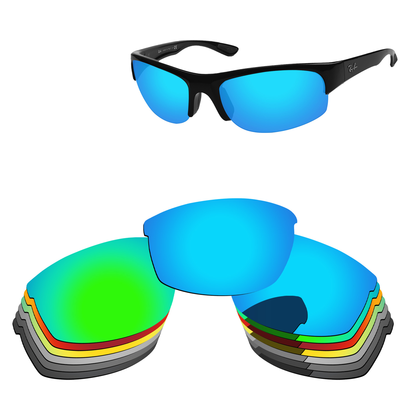 Lenslog Polarized Replacement Lens For-Ray-Ban RB4173 62mm Frame -Colors