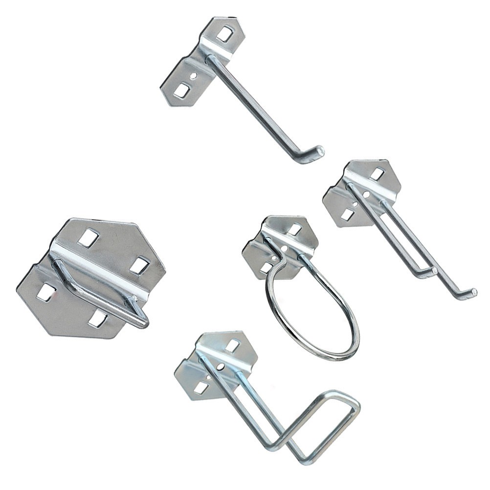 Metal Pegboard Hooks Set with Curved U Shaped and Ring Hooks for Tools