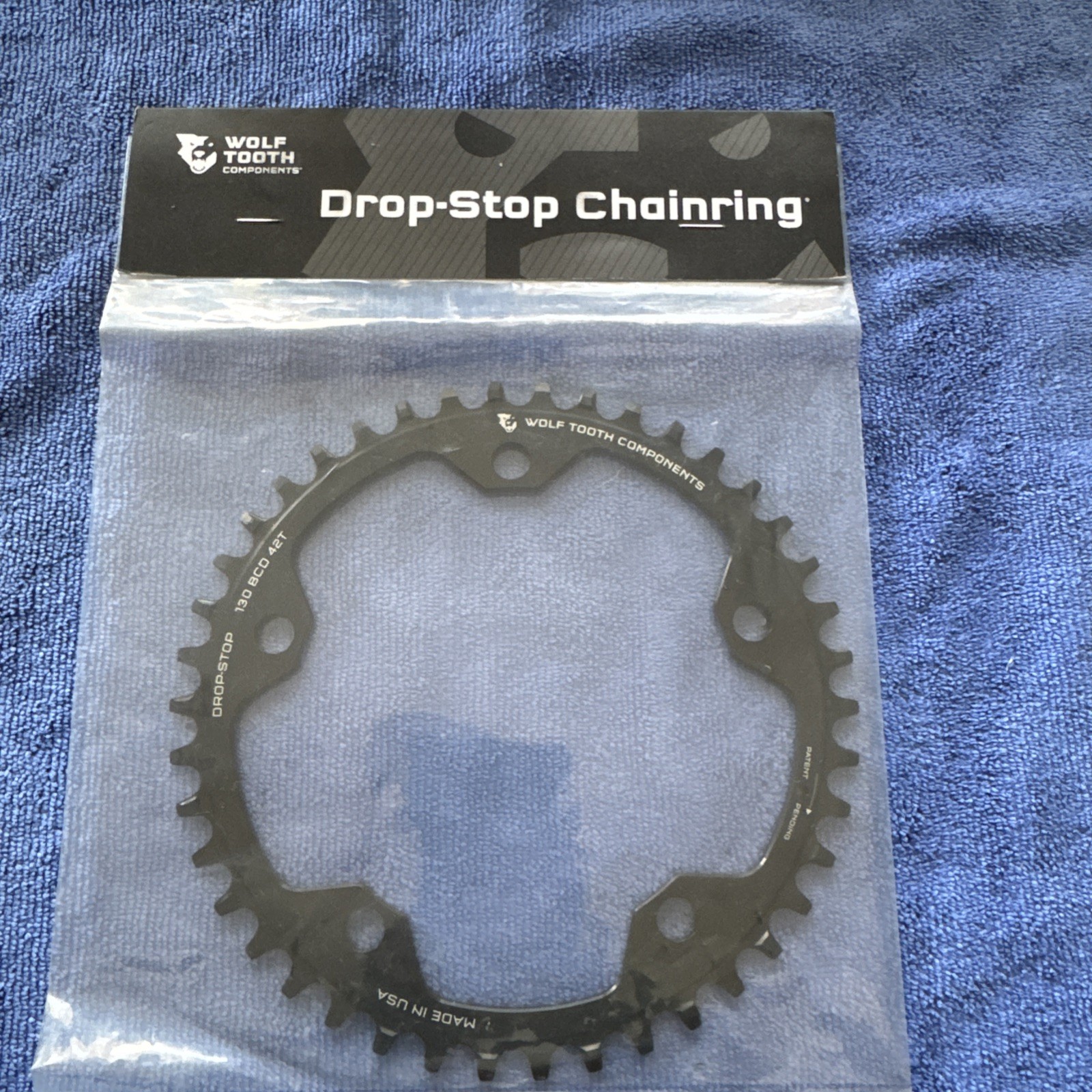 WOLF TOOTH DROP-STOP A CHAINRING 130 BCD 42T BLK MADE IN USA NEW IN UNOPENED PKG