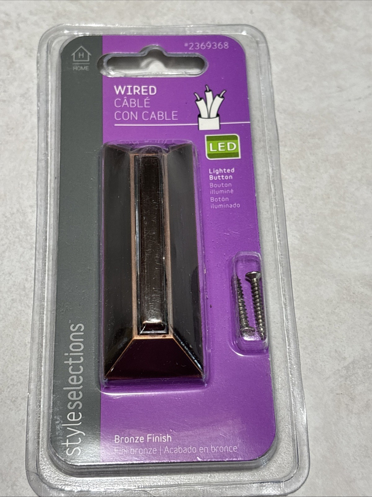 Style Selections Wired Cable LED Lighted Button with Bronze Finish NIP  20CN40