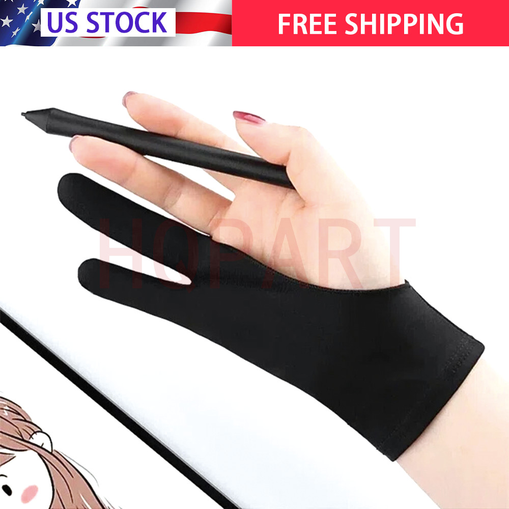 1x Two Finger Anti-fouling Glove Drawing&Pen Graphic Tablet Pad For Artist Black