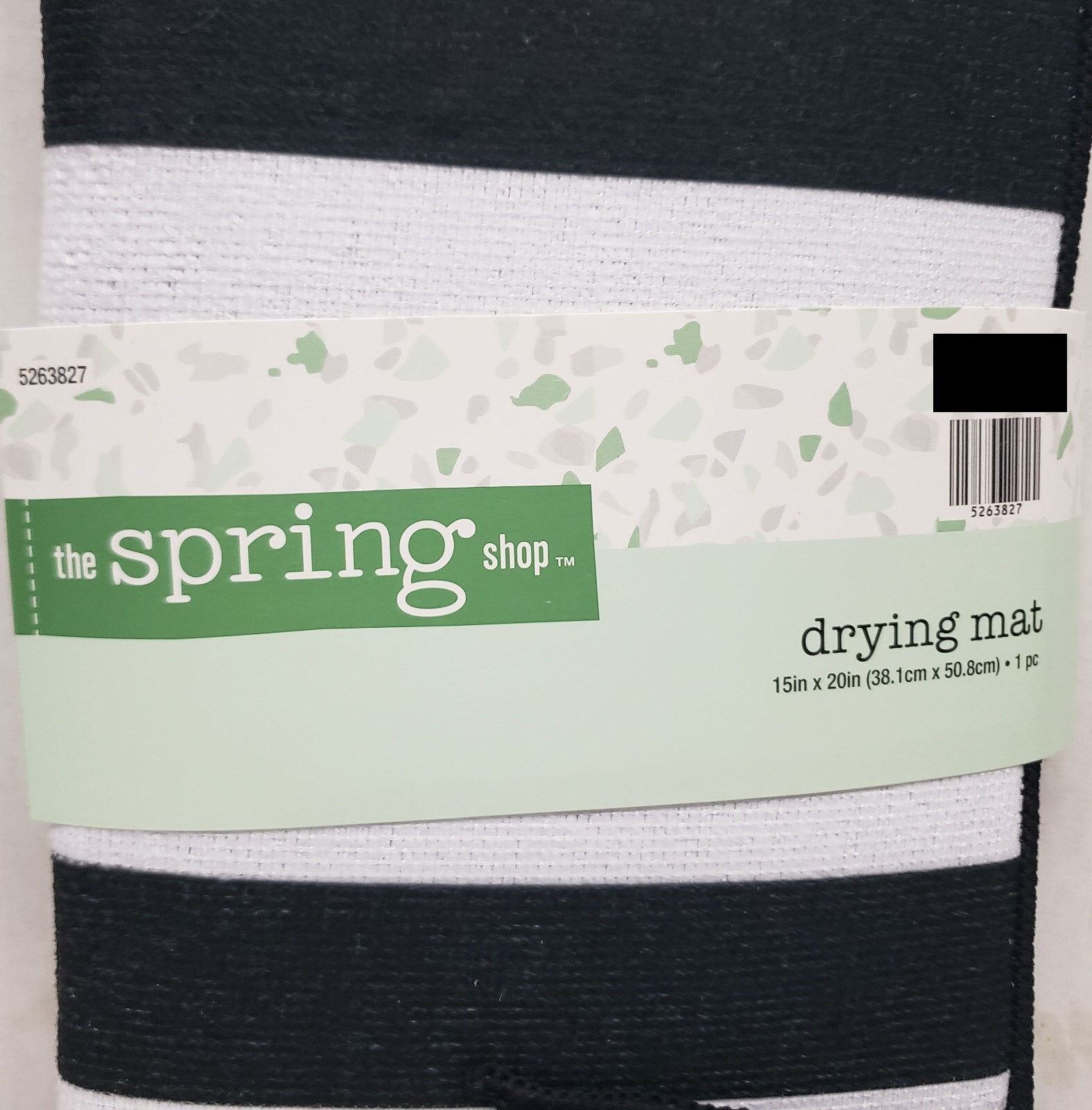 Kitchen Microfiber Drying Mat (15" x 20") BLACK & WHITE STRIPES, MI